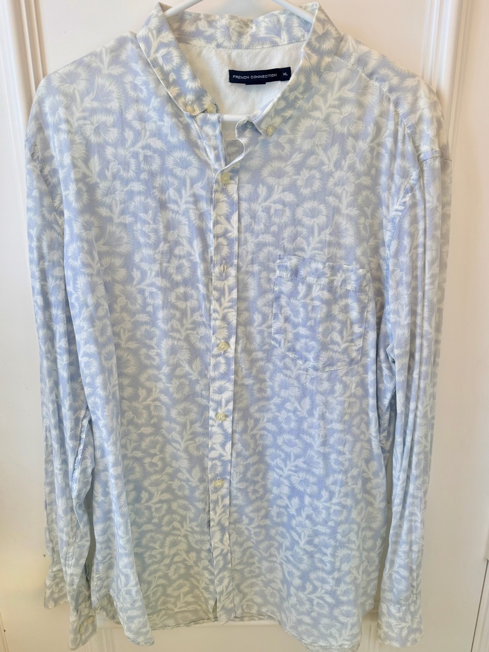 French Connection Pale Blue Floral Print Button-Down Shirt🪻